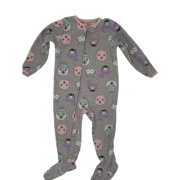 Just One you made by carters gray 2T Cat Bear Penguin Pajamas footie pajamas - Picture 1 of 2